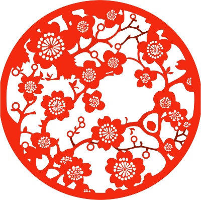 剪纸窗花腊梅插画