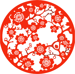 剪纸窗花腊梅插画