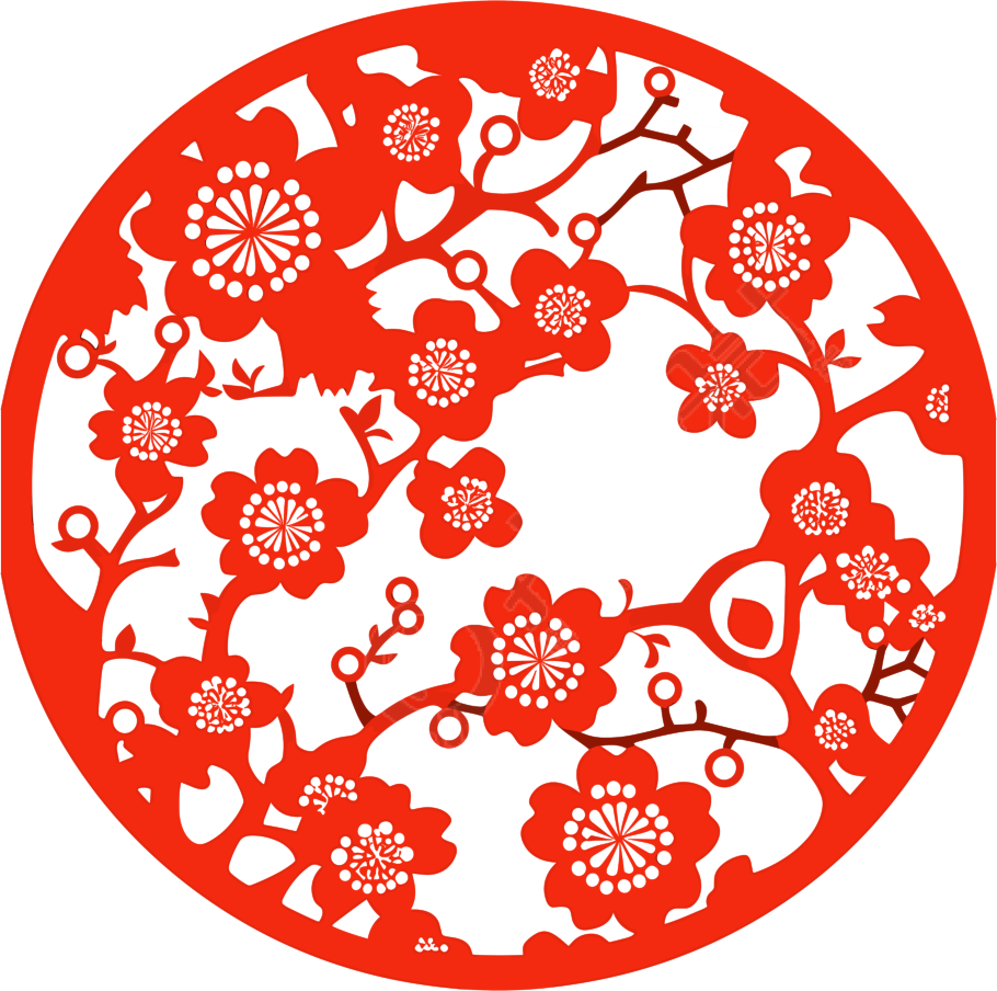 剪纸窗花腊梅插画
