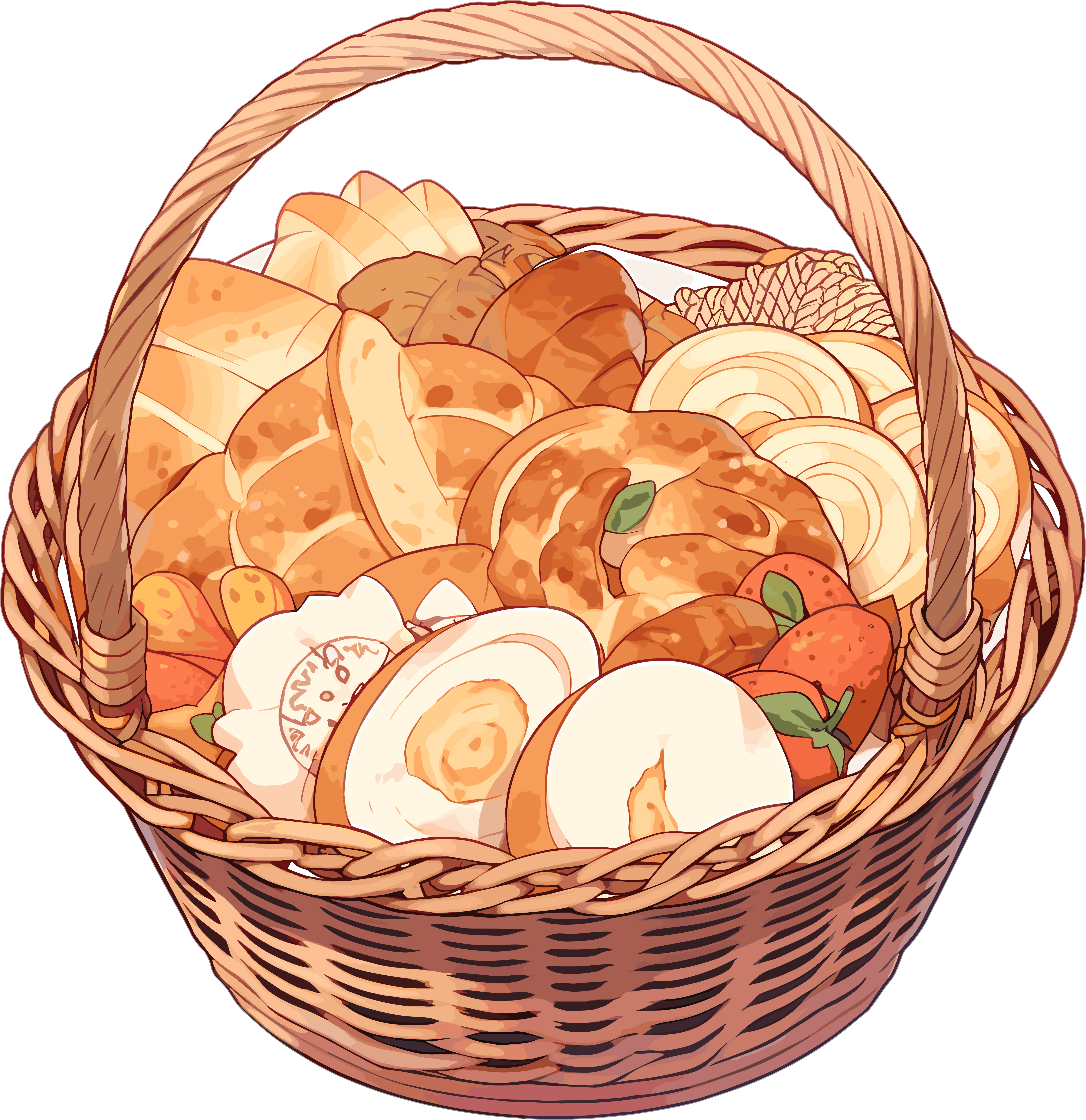 篮子里的面包插画素材