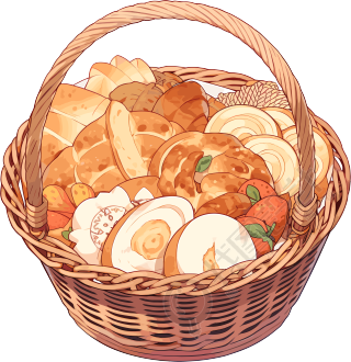 篮子里的面包插画素材