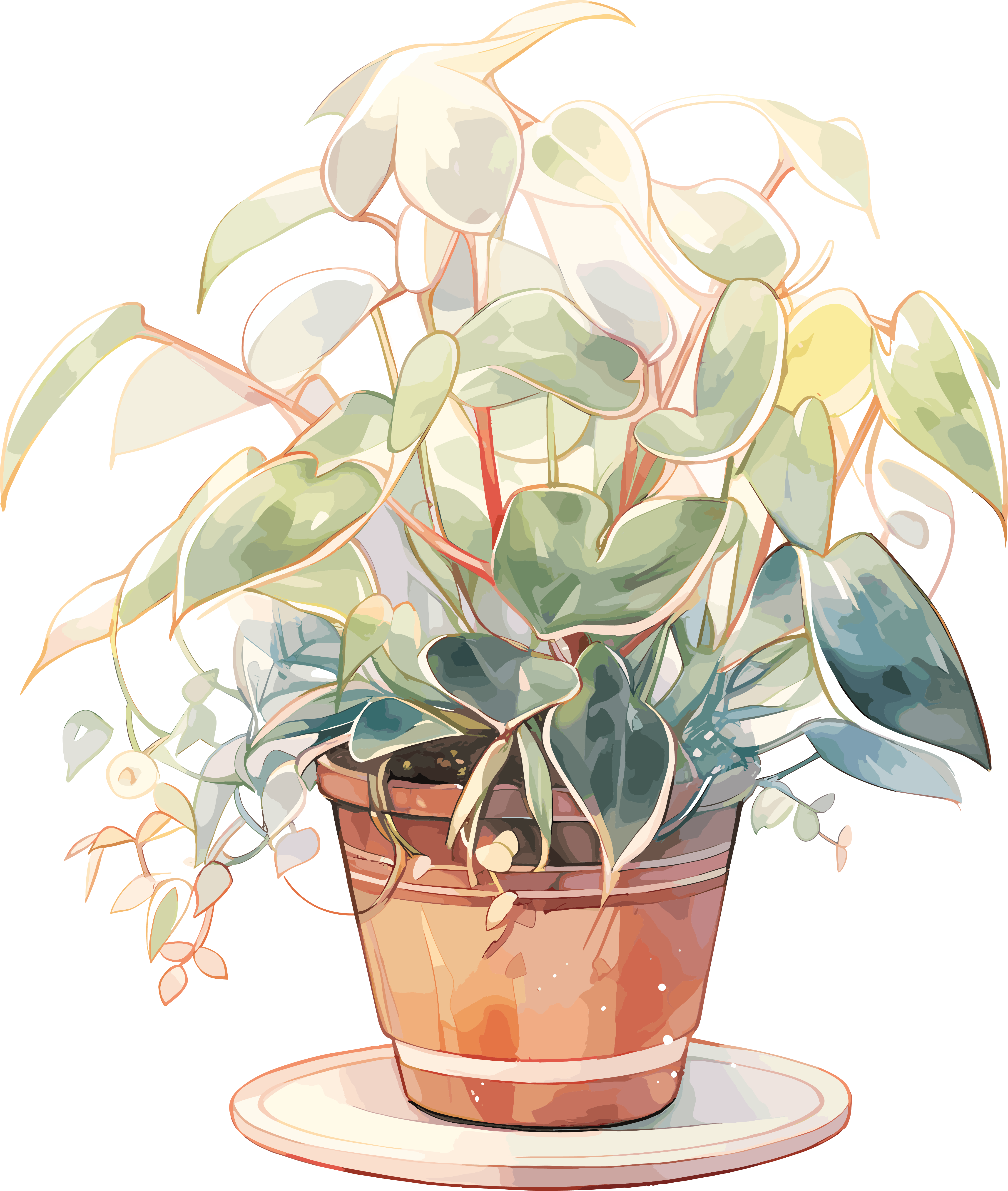 盆栽贴纸插图PNG素材