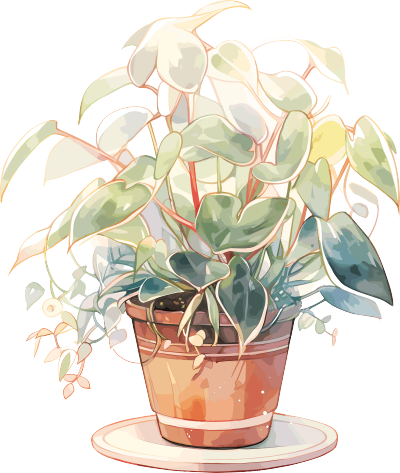 盆栽贴纸插图PNG素材