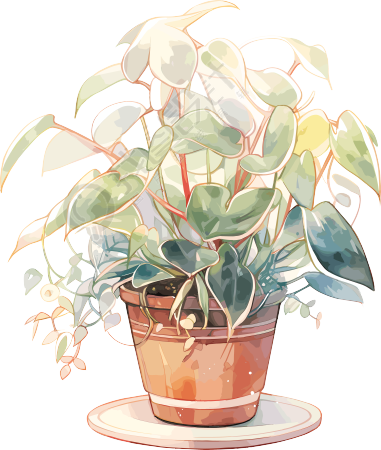 盆栽贴纸插图PNG素材
