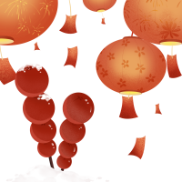 新年快乐红灯笼和糖葫芦PNG插画