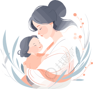 母亲节妈妈带着婴儿创意设计插画