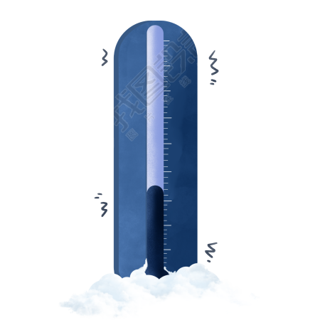 寒潮来袭雪中的室外温度计素材