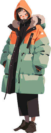 冬季羽绒服女孩创意服装插画