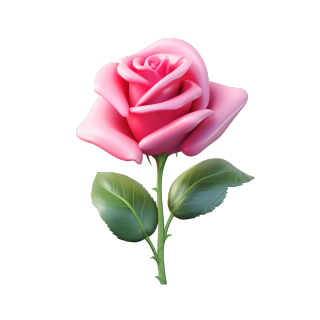 3D玫瑰花卡通风格插图