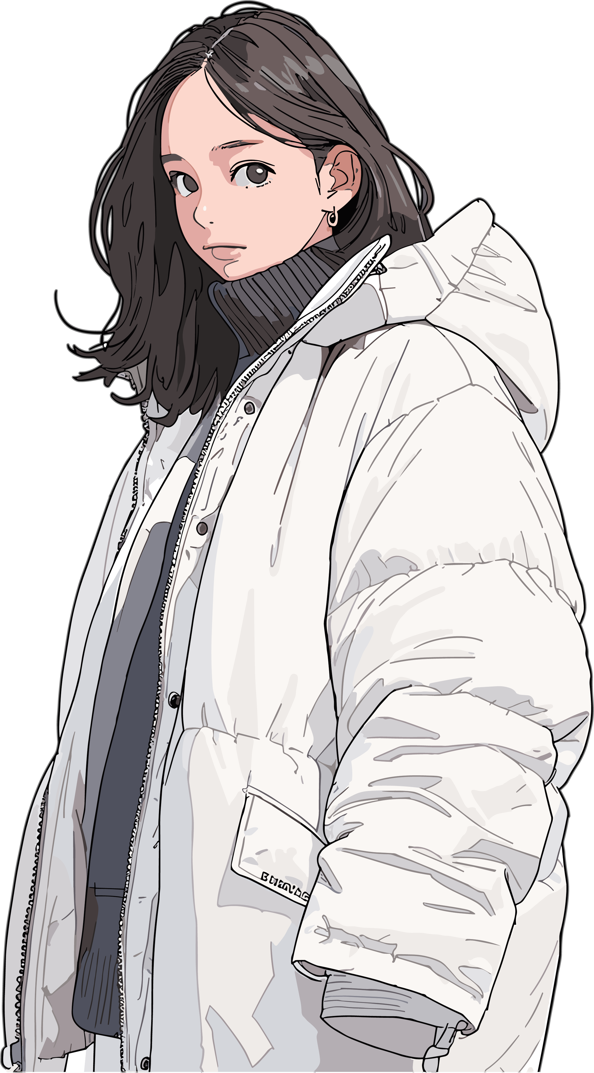 冬季羽绒服女孩透明背景素材