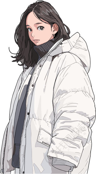 冬季羽绒服女孩透明背景素材