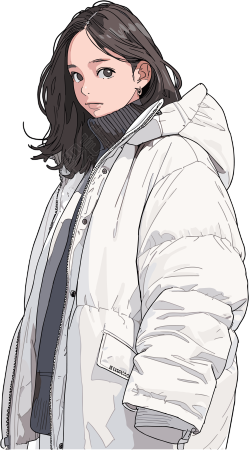 冬季羽绒服女孩透明背景素材