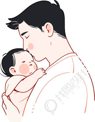 父亲节父子可商用插画
