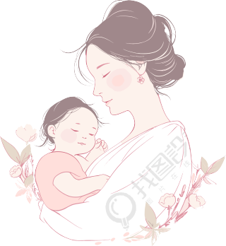 母亲节母亲和婴儿插图