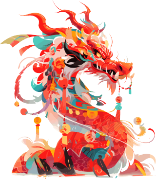 中国龙年画插画设计元素