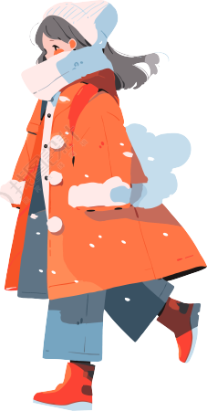 冬季羽绒服女孩创意设计素材