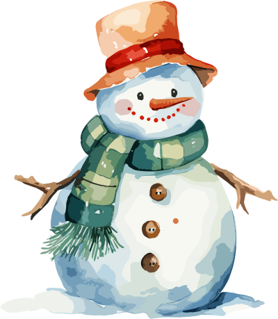 圣诞小雪人水彩插画