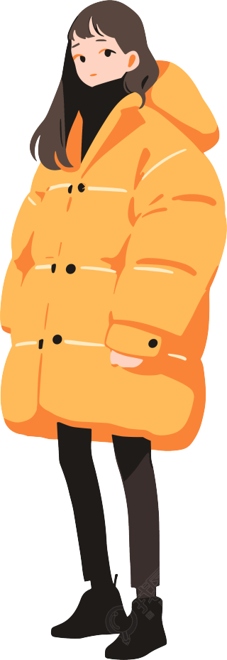 冬季羽绒服女孩PNG插图