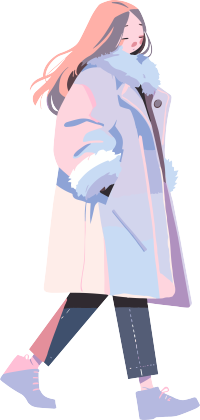 冬季羽绒服女孩明亮插画