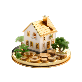 3D金币房屋图标插画