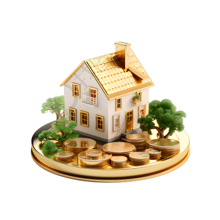 3D金币房屋图标插画