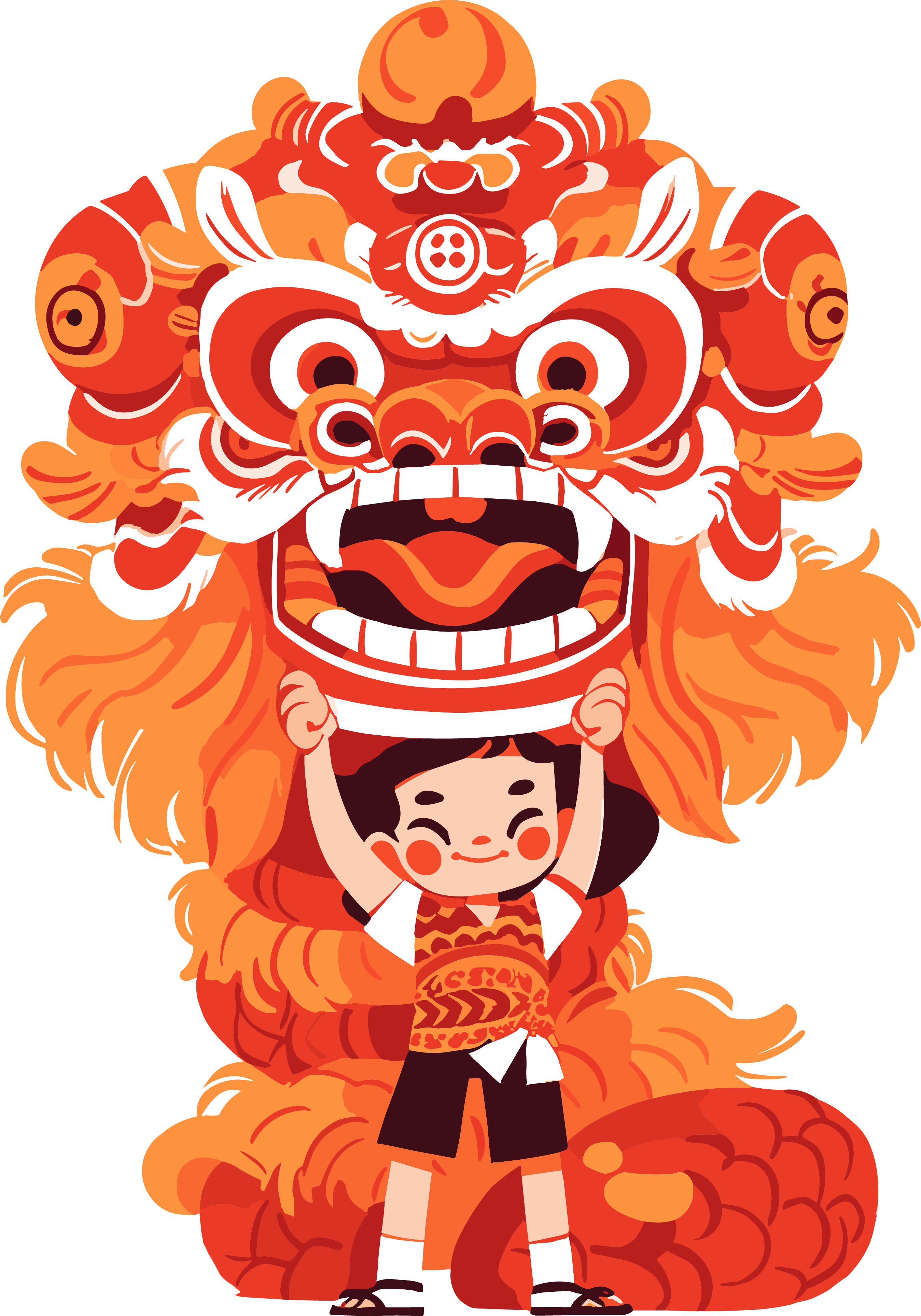 舞狮男孩PNG插图