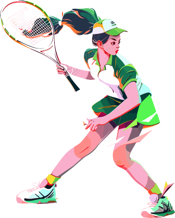 打羽毛球的女生简约插画