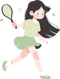 打羽毛球的女生插画设计素材
