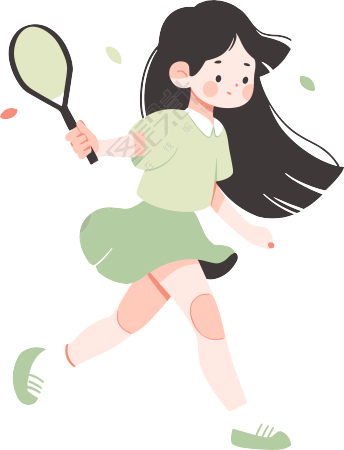 打羽毛球的女生插画设计素材