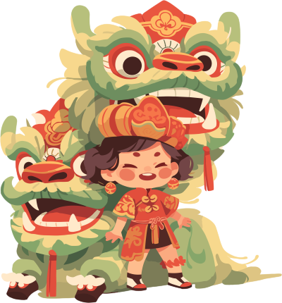 舞狮表演透明背景插图