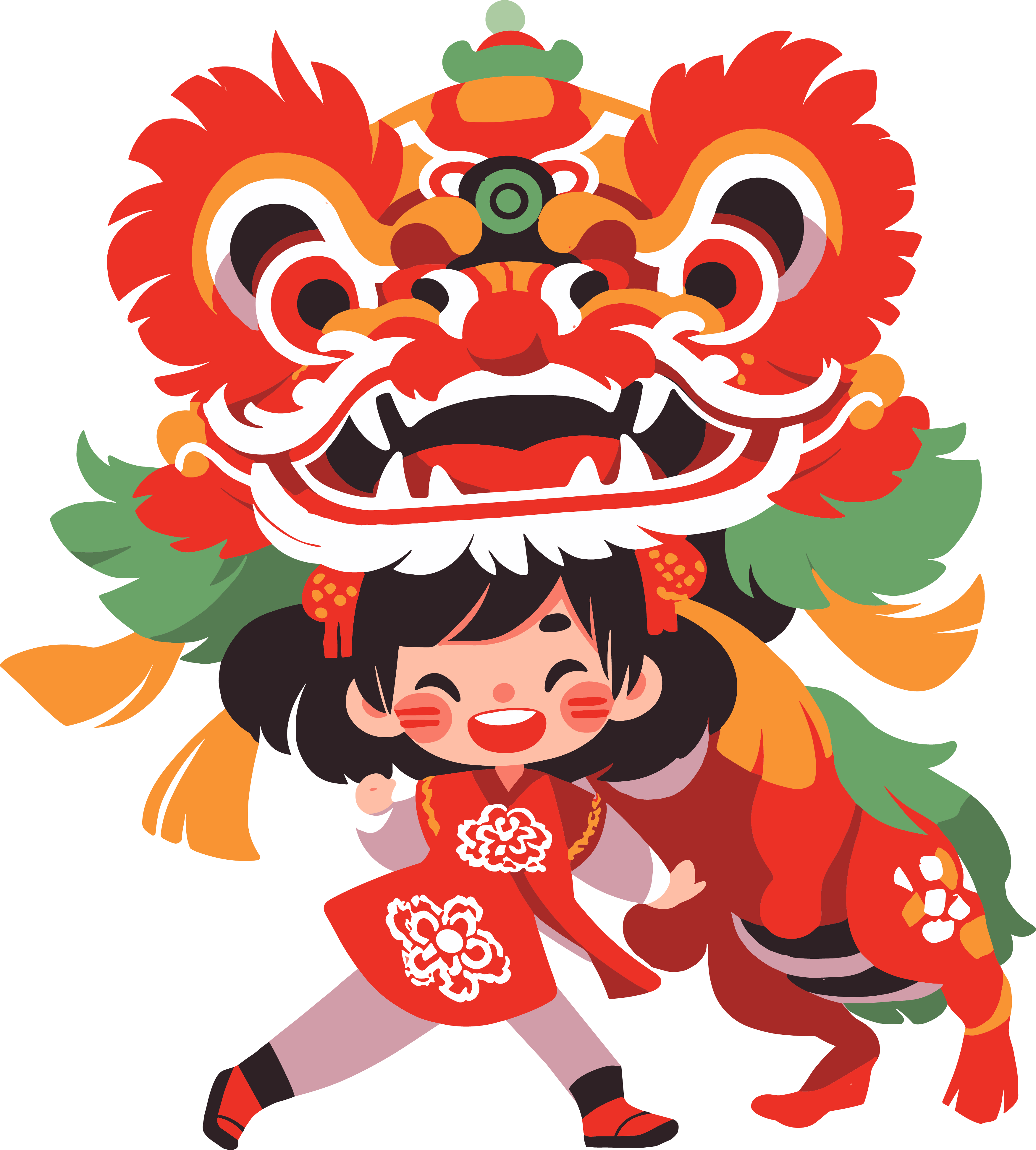 舞狮商业设计插画素材