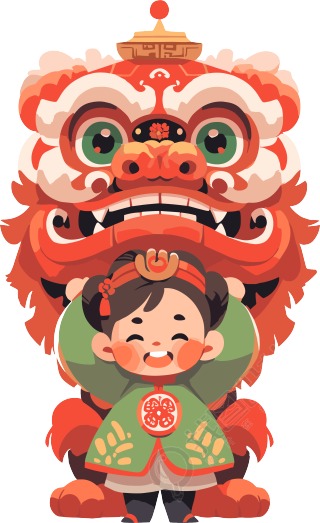 舞狮PNG创意素材