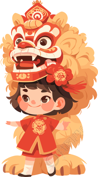 舞狮创意插图设计
