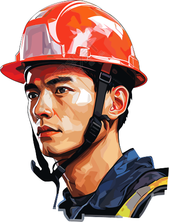 工人带红色安全帽插画设计