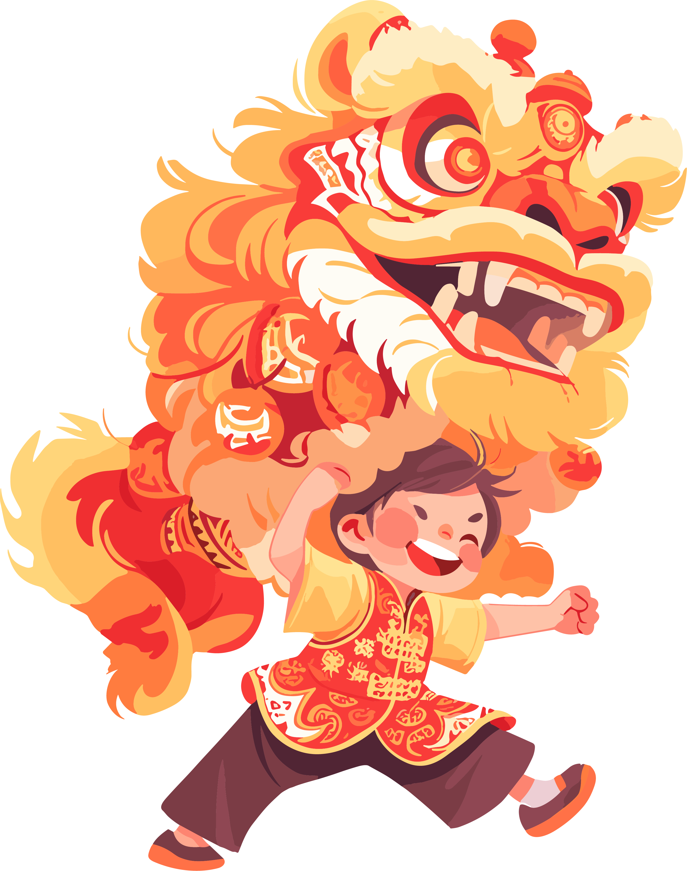 舞狮少年插图设计