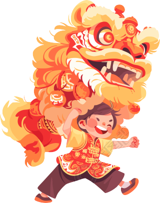 舞狮少年插图设计