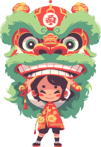 舞狮透明背景可商用素材
