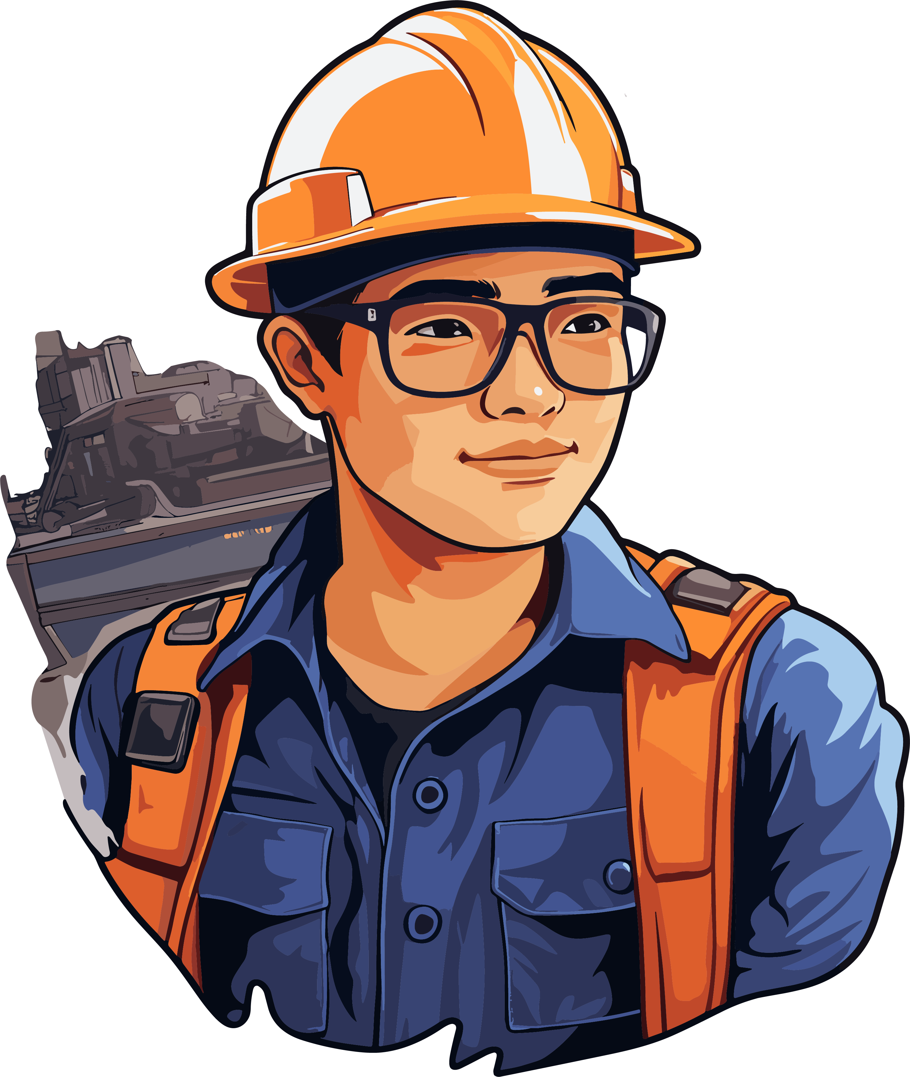 眼镜工人明亮色彩插画