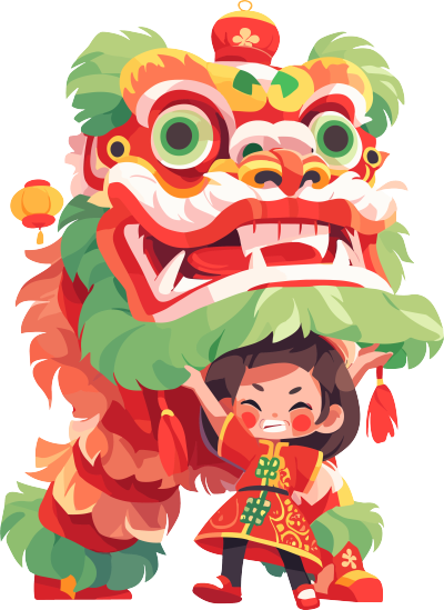 舞狮艺术插画素材