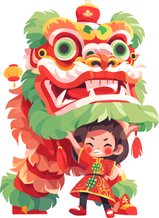 舞狮艺术插画素材