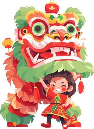 舞狮艺术插画素材