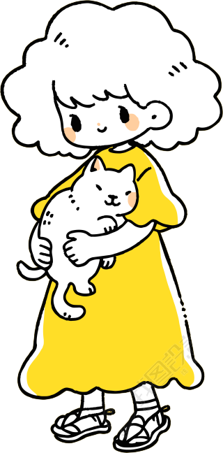 卡通小女孩黄色连衣裙素材