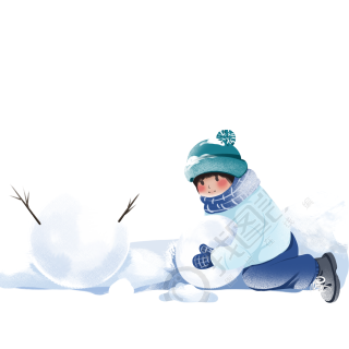 滚雪球的小男生寒假安全插图