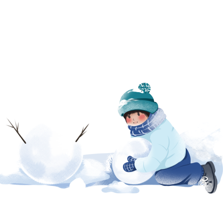 滚雪球的小男生寒假安全插图