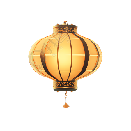 中式灯笼简约金色渐变插图