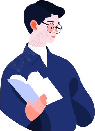 男生读书插图素材