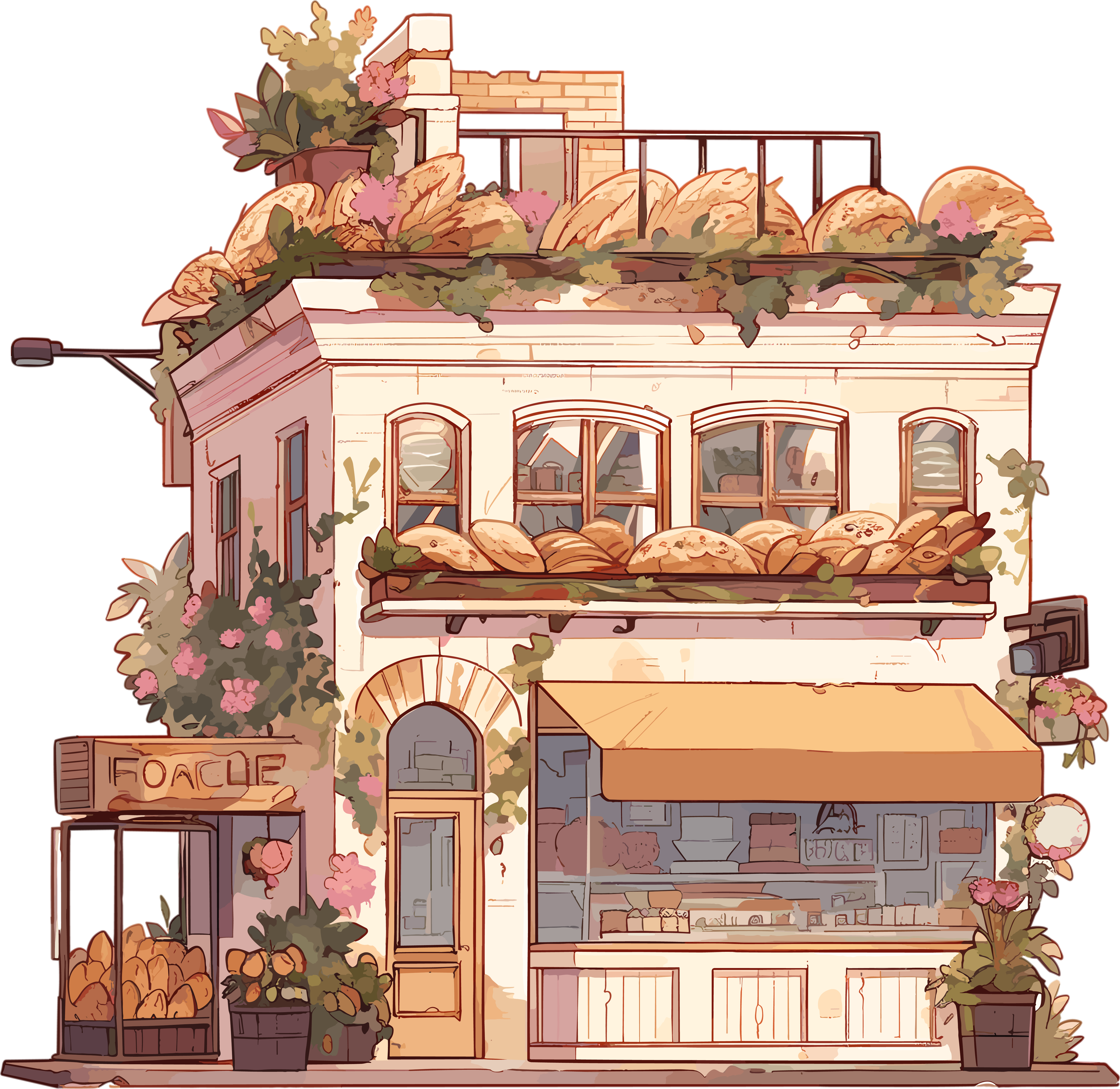 面包店可爱图形插图