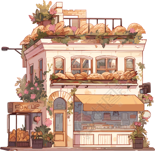 面包店可爱图形插图