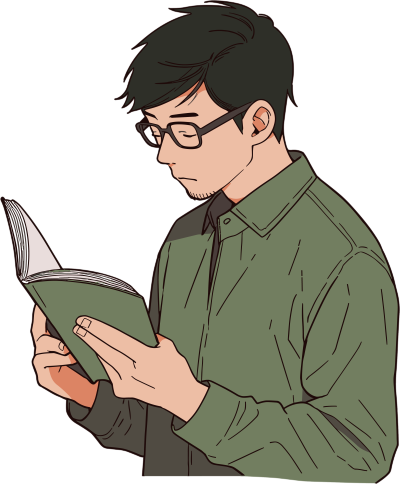 男生读书简洁扁平插画