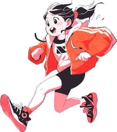 运动装女孩卡通图案插画